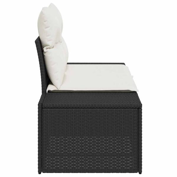 2-Sitzer Gartensofa mit Kissen Schwarz Poly Rattan