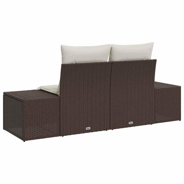2-Sitzer Gartensofa mit Kissen Braun Poly-Rattan