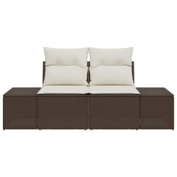 2-Sitzer Gartensofa mit Kissen Braun Poly-Rattan