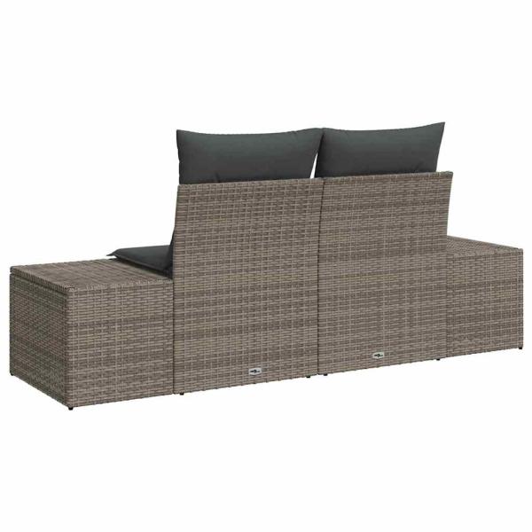 2-Sitzer Garten-Sofa mit Kissen Grau Poly-Rattan