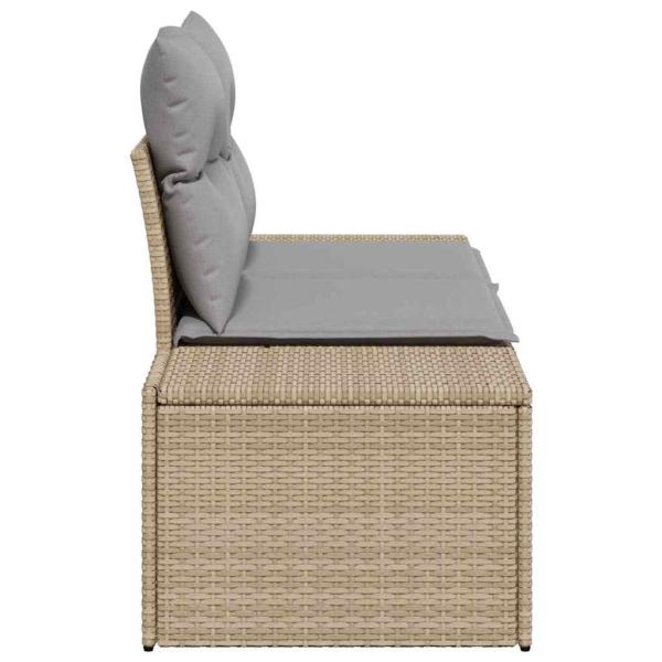 2-Sitzer Garten-Sofa mit Kissen Beige Poly-Rattan