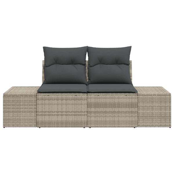 2-Sitzer Garten-Sofa mit Stauraum & Kissen Grau Poly Rattan