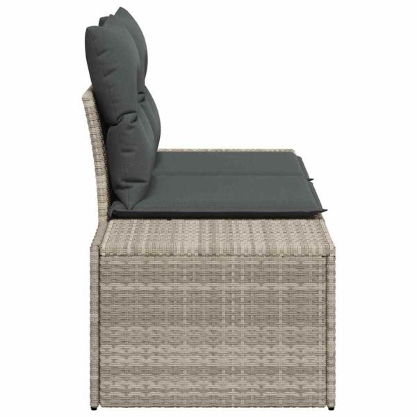 2-Sitzer Garten-Sofa mit Stauraum & Kissen Grau Poly Rattan