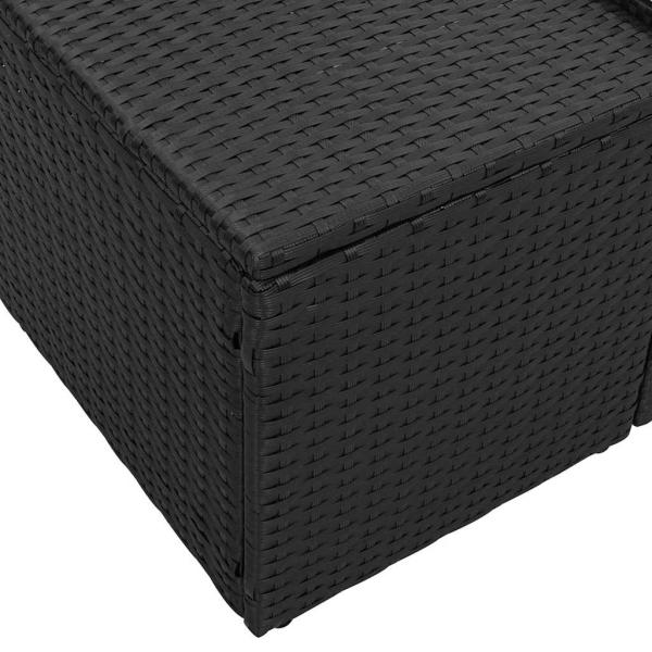 2-Sitzer Garten Sofa mit Stauraum & Kissen Schwarz Poly Rattan