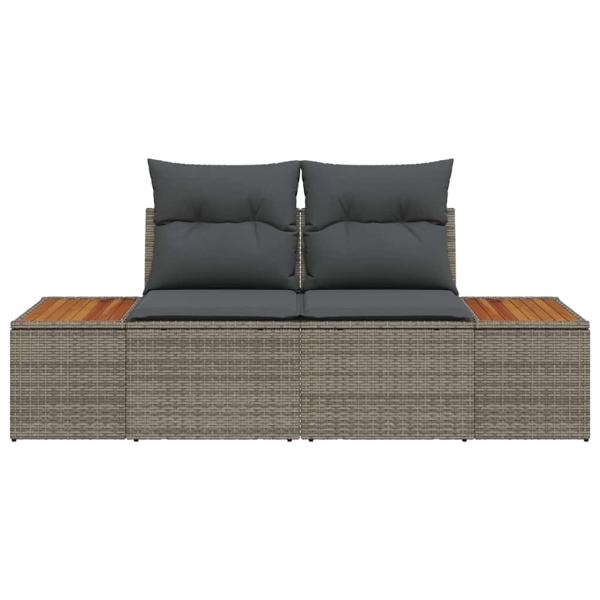 2-Sitzer Gartensofa mit Kissen Grau Poly Rattan