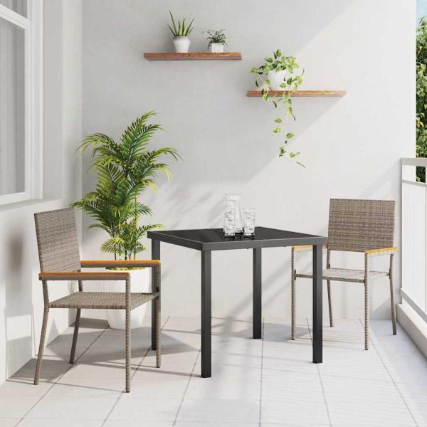 ARDEBO.de - Stapelbare Gartenstühle mit Kissen 2er-Set Grau Poly Rattan