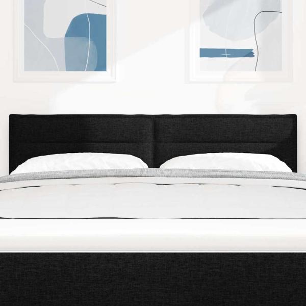 ARDEBO.de - Kopfteil Linien Design Schwarz 140 cm Stoff