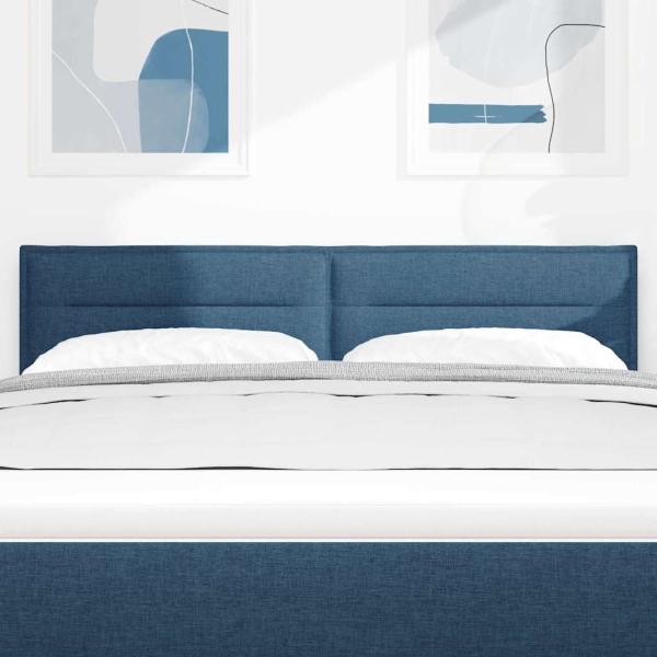 Kopfteil Linien Design Blau 160 cm Stoff