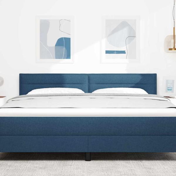 Kopfteil mit Linien-Design Blau 180 cm Stoff