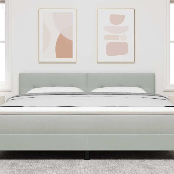 Kopfteil Knopfgepolstert Hellgrau 180 cm Samt