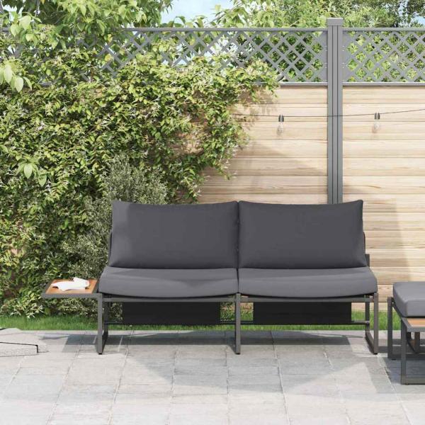 ARDEBO.de - 2-Sitzer Gartensofa mit anthrazitfarbenen Kissen