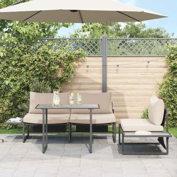 Gartentisch Grau 100x55x70 cm DPC und Stahl