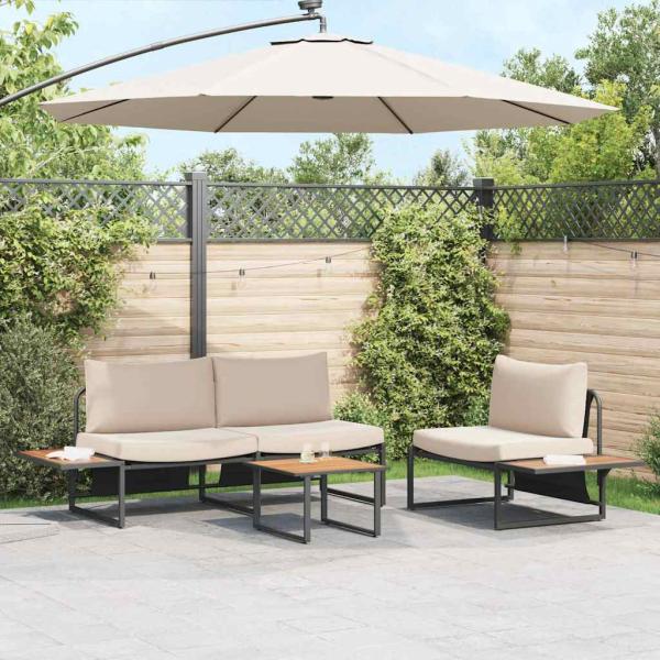 ARDEBO.de - Gartenkaffee Tisch Braun 55x55x35 cm DPC und Stahl