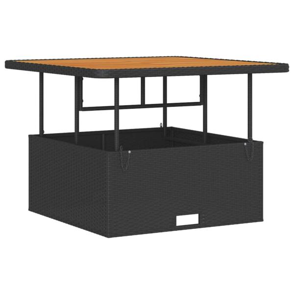 3-teiliges Garten-Essset mit Kissen Schwarz Poly Rattan Akazie