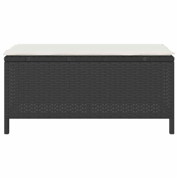 3-teiliges Garten-Essset mit Kissen Schwarz Poly Rattan Akazie