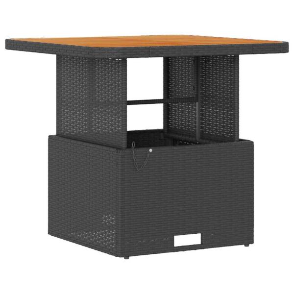 3-teiliges Garten-Dining-Set mit Kissen Schwarz Poly Rattan Akazie