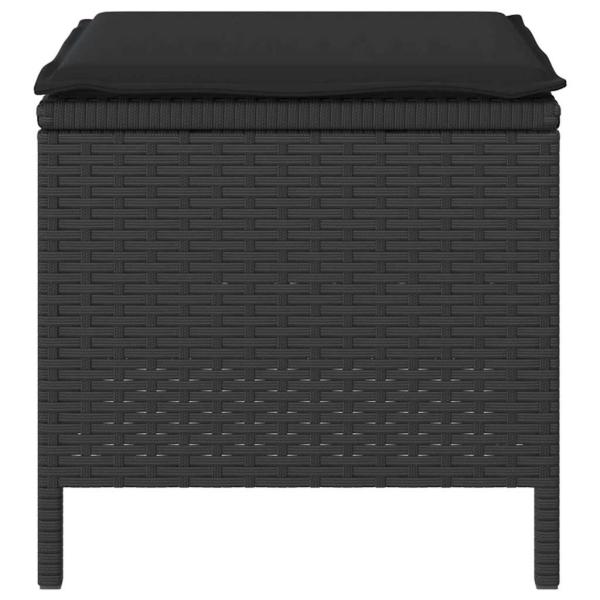3-teiliges Garten-Dining-Set mit Kissen Schwarz Poly Rattan Akazie