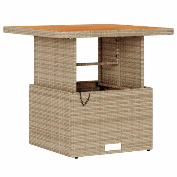 3-teiliges Garten Esstisch Set mit Kissen Beige Poly Rattan Akazie