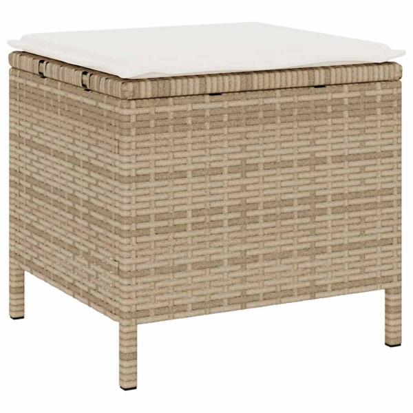 3-teiliges Garten Esstisch Set mit Kissen Beige Poly Rattan Akazie