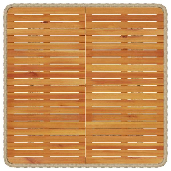 3-teiliges Garten Esstisch Set mit Kissen Beige Poly Rattan Akazie