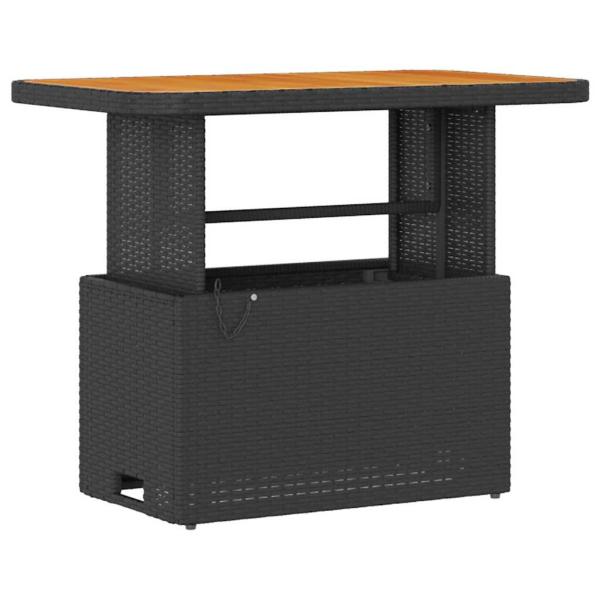 3-teiliges Garten-Esszimmer-Set mit Kissen Schwarz Poly Rattan Akazie