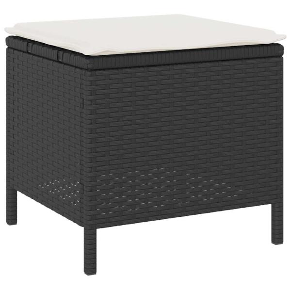 ARDEBO.de - 3-teiliges Garten-Essenset mit Kissen Schwarz Poly-Rattan Akazie