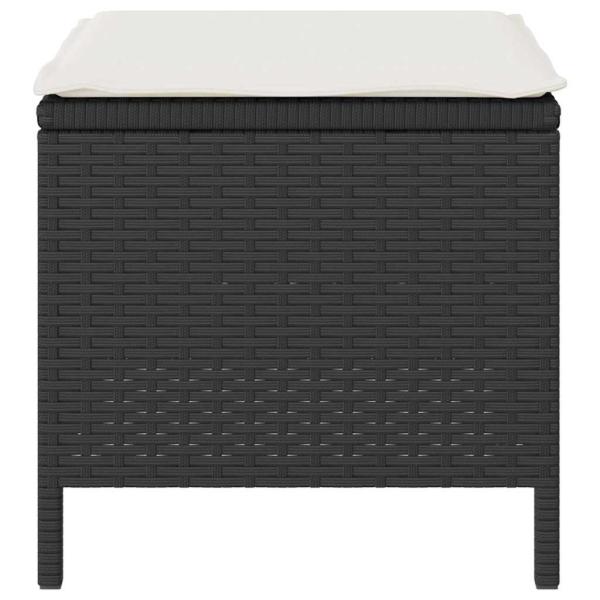 3-teiliges Garten-Essenset mit Kissen Schwarz Poly-Rattan Akazie
