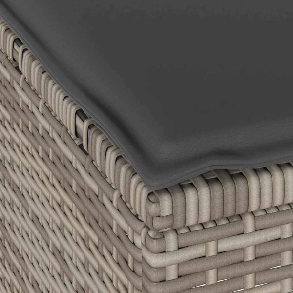 4-teiliges Garten-Dining-Set mit Kissen Grau Poly-Rattan Akazie