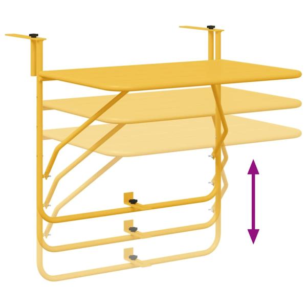 Klappbarer Balkon Tisch in Senfgelb ? 60x40 cm aus Stahl