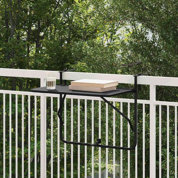 ARDEBO.de - Klapptisch für den Balkon Schwarz 60x40 cm aus Stahl