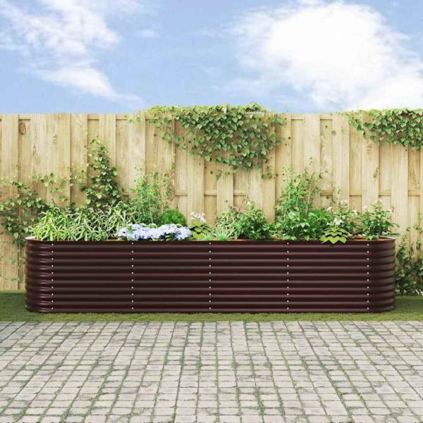 Garten Hochbeet Braun 400x80x81 cm aus verzinktem Stahl