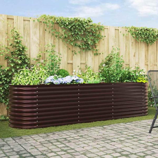 ARDEBO.de - Hochbeet für den Garten, Braun, 320x80x81 cm, aus galvanisiertem Stahl