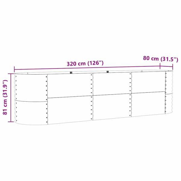 Hochbeet für den Garten, Braun, 320x80x81 cm, aus galvanisiertem Stahl
