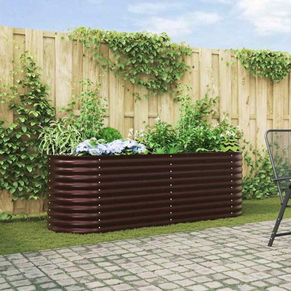 ARDEBO.de - Hochbeet für den Garten Braun 240x80x81 cm aus galvanisiertem Stahl