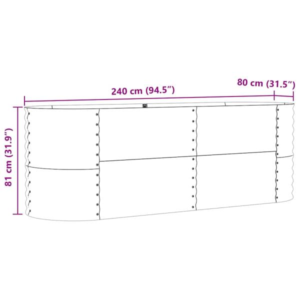 Hochbeet für den Garten Braun 240x80x81 cm aus galvanisiertem Stahl