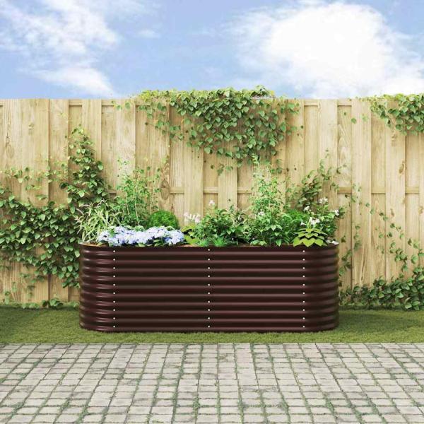 Hochbeet für den Garten Braun 240x80x81 cm aus galvanisiertem Stahl