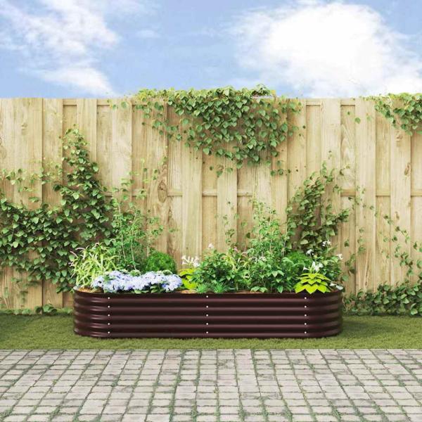 Garten Hochbeet Braun 240x80x44 cm aus verzinktem Stahl