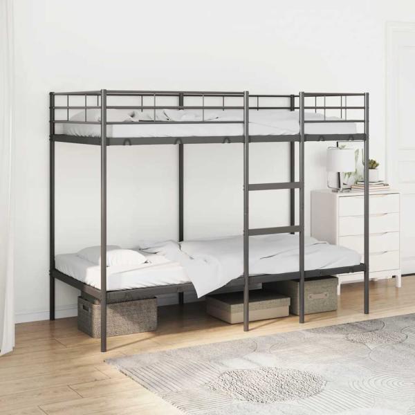 ARDEBO.de - Etagenbett ohne Matratze Schwarz 90x190 cm Stahl