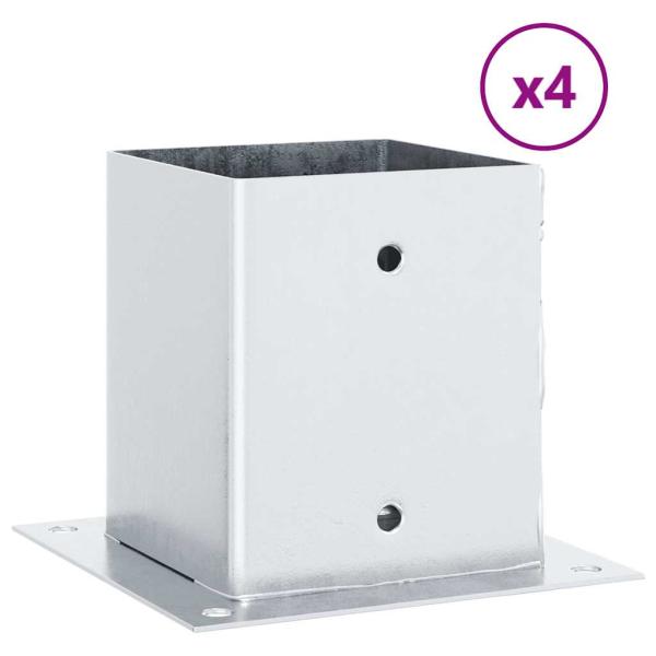 Pfostenträger Quadratisch 4Stk. Silber 101x101mm Stahl Verzinkt