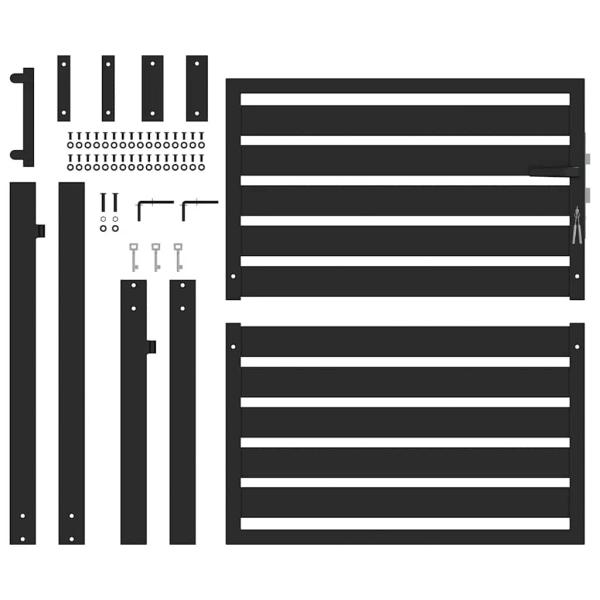 Gartentor Abschließbar Schwarz 100x100 cm Aluminium