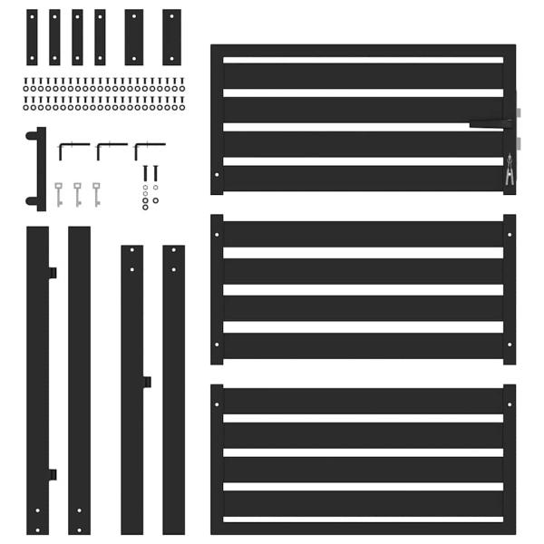Gartentor Abschließbar Schwarz 100x120 cm Aluminium
