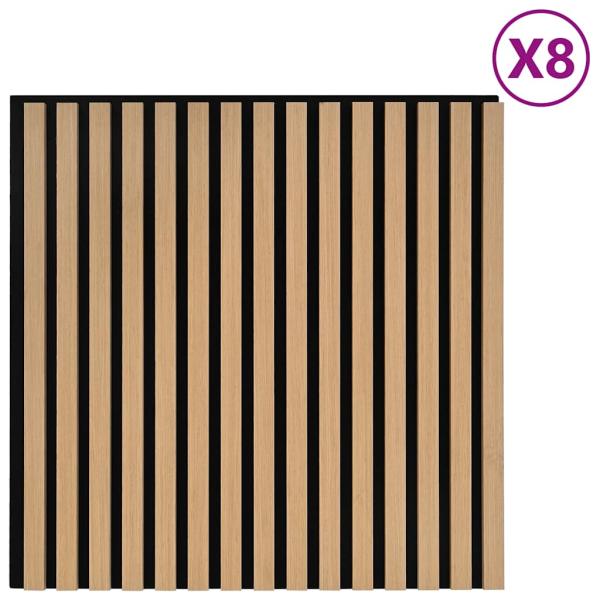 Akustik Wandpaneele 8 Stk. Lamellen 60,5x60 cm Eichenfurnier
