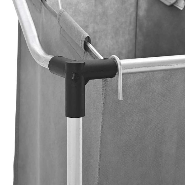 Wäschekorb mit Rollen 3 Fächer Grau