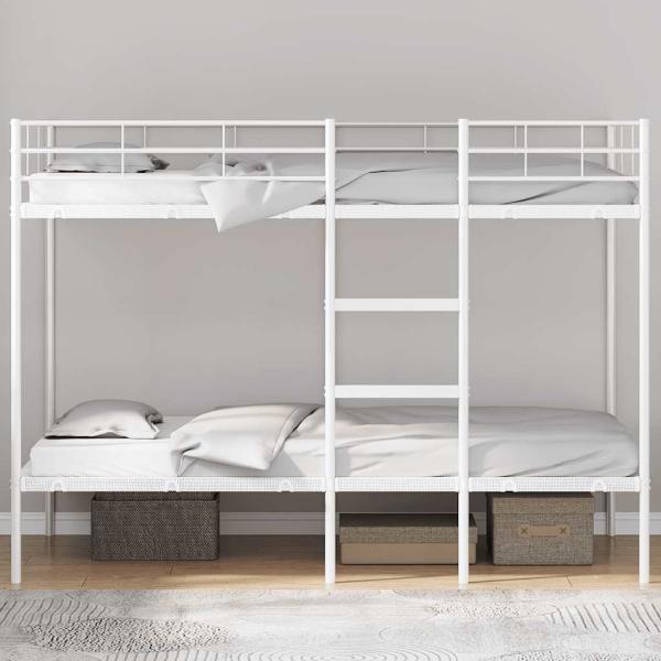 Etagenbett ohne Matratze Weiß 107x203 cm Stahl