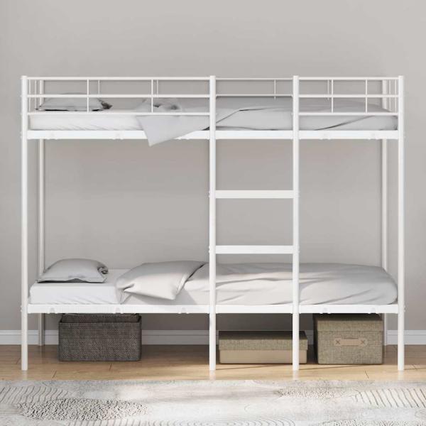 Etagenbett ohne Matratze Weiß 100x190 cm Stahl