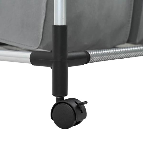 Wäschekorb mit Rollen 4 Fächer Grau