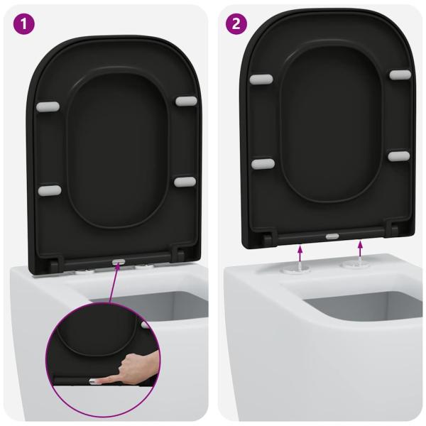 Schnellverschluss-Toilettensitz mit sanftem Schließen Duroplast Schwarz