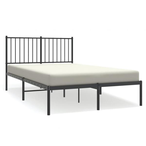 Bettgestell mit Kopfteil Metall Schwarz 140x190 cm