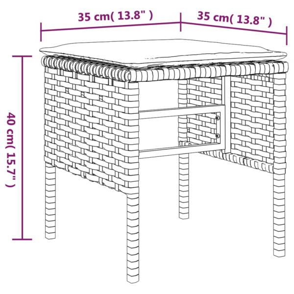 Gartenhocker mit Kissen 4 Stk. Grau Poly Rattan