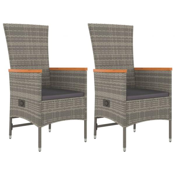 3-tlg. Garten-Essgruppe mit Kissen Grau Poly Rattan